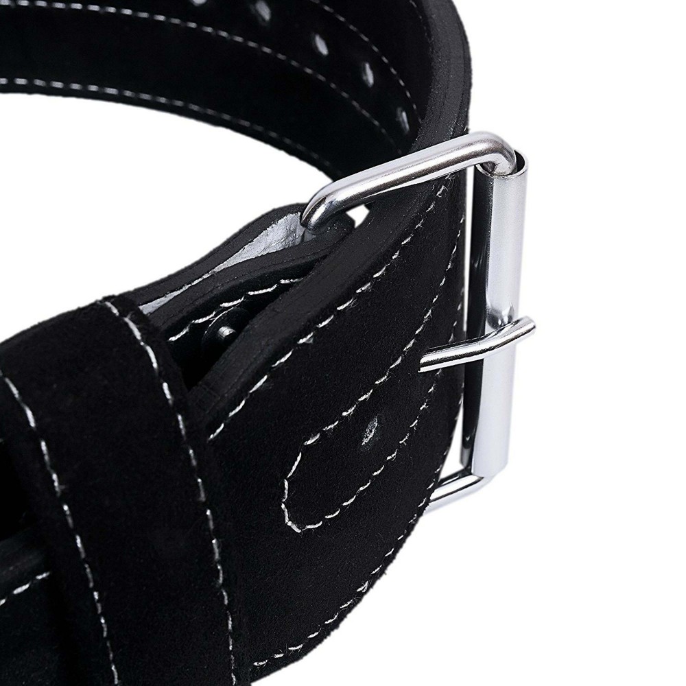 Black 3in Leather Weightlifting Belt Single Prong for Men and Women