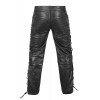 DEFY Men's Motorbike Cow Leather Jeans Style Side Laces Nightclub Pant 28" - 46"