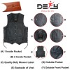 DEFY Men's Black Genuine Leather 10 Pockets Motorcycle Biker Vest XS To 12XL