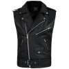 DEFY Men's Sleeveless Biker Style Classic Vest Belted Punk Genuine Leather Vest