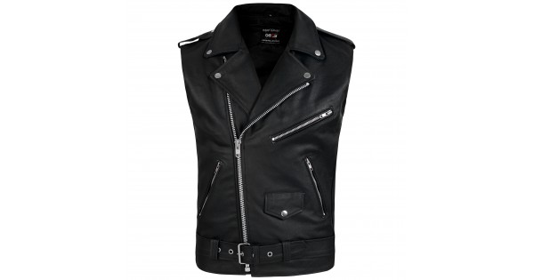 DEFY Men's Sleeveless Biker Style Classic Vest Belted Punk Genuine  Leather Vest