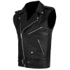 DEFY Men's Sleeveless Biker Style Classic Vest Belted Punk Genuine Leather Vest