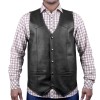 DEFY Men's Motorbike Leather Club Vest Style Classic with Gun Pocket Solid Back