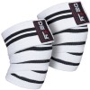 DEFY Weight Lifting Knee Wraps Training Fist Straps Power Lifter Gym Support 72" White With Black Stripes