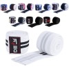 DEFY Weight Lifting Knee Wraps Training Fist Straps Power Lifter Gym Support 72" White With Black Stripes